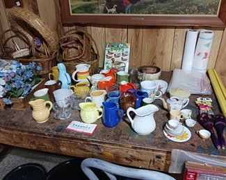 Vintage ceramic creamers and pictures