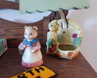 Vintage ceramic table lamp / planter 19 50s