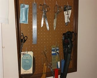 Vintage scissors and sewing supplies