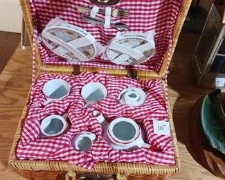 Adorable child picnic tea basket