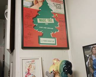 Original Magic Tree advertising store display ceramic roosters