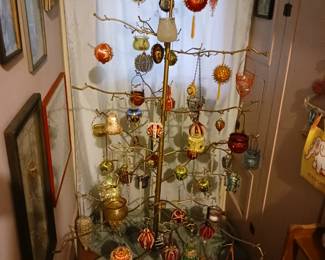 Folk art Christmas tree with folk art decorations
