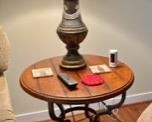Pair of Iron and Wood End Tables