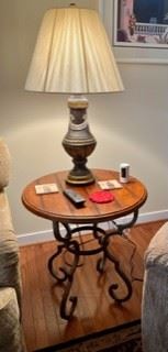 Pair of Iron and Wood End Tables