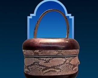 Italian leather and python classic handbag