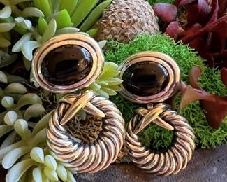 David Yurman 18k, sterling and onyx dangle earrings