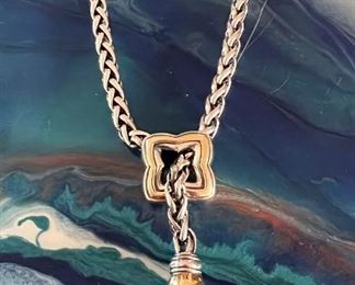 David Yurman 18k and sterling Quatrefoil Lariat necklace