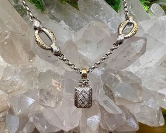 Konstantino “Daphne” 18k and sterling necklace with diamond removable enhancer
