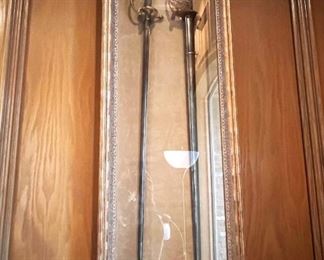 Antique Military sword with hinged grip & Kaiser Wilhelm II Prussian sword in scabbard - Custom hinged sword showcase