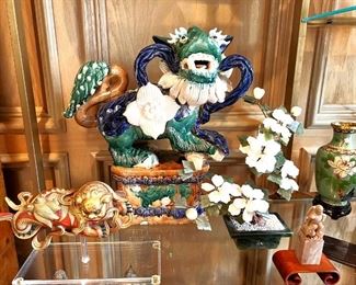 Asian ceramics and carvings