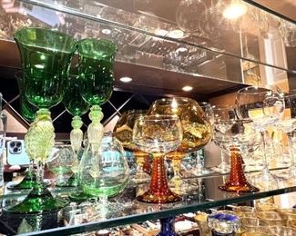 Vintage Murano glass hand blown goblets