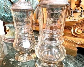 19th Century hand cut crystal beer steins