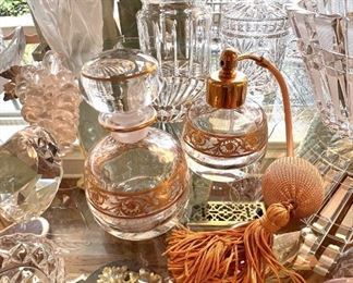 St. Louis crystal perfume and atomizer