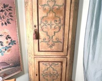 French style painted corner cabinet
