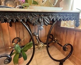 Antique pastry table with Carreara top - This table is stunning and would be the focal point in any room!