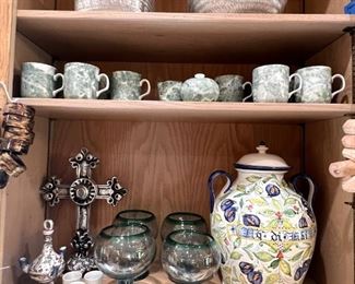 Mexican glasses, Italian large covered pot