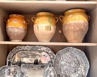 Antique olive oil jars, vintage Arthur Court