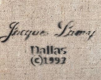 Jacques Lamy 1993 painting of urn on burlap