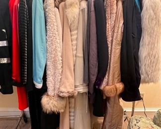 Designer furs, leather, sued and cashmere jackets and coats