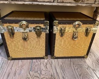 Pair of vintage square woven cedar chest trunks.  These would make amazing small side tables!