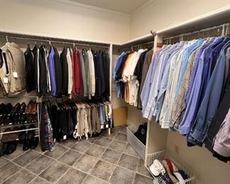 Lots and lots of very nice men’s clothing.  It has been edited and everything in the men’s upstairs closet is in great condition