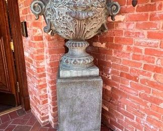 Pair of very large heavy resin two-piece planters.  We thought they were bronze.  They’re beautiful!