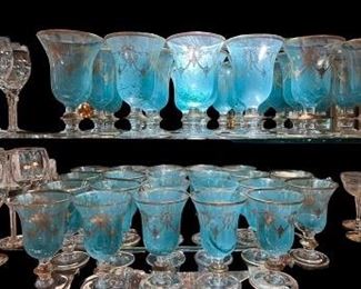 Arte Italia turquoise and gold goblets