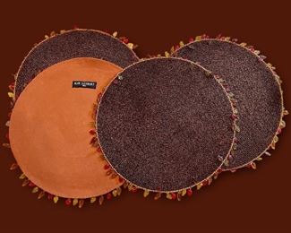 Kim Seybert hand beaded placemats, cork placemats, beaded runner, napkin rings