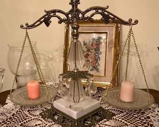 Brass and Crystal Scales of Justice 