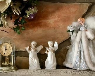 Clock and Angel Figurines 