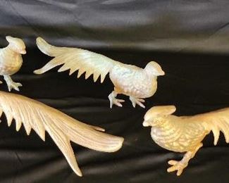 SJP079 - Brass Ptarmigan Bird Scupltures (4)
