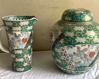 SJP507 Gold Imari Porcelain Ginger Jar & Pitcher