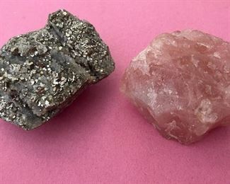 SJP580- Large Rose Quartz & Raw Pyrite Stone