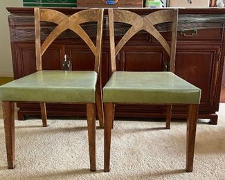 SJP608- (2) Vintage Rustic Wooden Dining Chairs