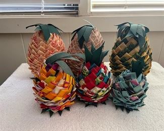 SJP610- Vintage Handmade Fabric Pineapple Decor
