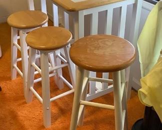 SJP650 Tile Top Wooden Table & Three Bar Stools