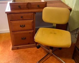 SJP648 Vintage Wooden Desk & Office Chair - As Is