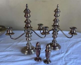 SJP660- Sterling Silver Candle Holder, Salt & Pepper Shakers 