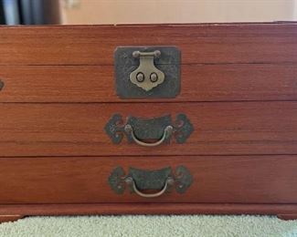 SJP670- Vintage Asian Design Wooden Jewelry Box
