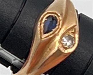 SJP910-14k Gold, Diamond & Sapphire Pinky Ring