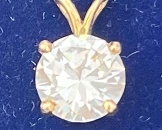 SJP921-2ct Artificial Diamond Solitaire Pendant In 14k Gold