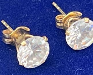 SJP923-14k Gold Imitation Diamond Earrings 2ct