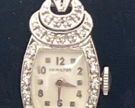SJP930-Lady’s 14k White Gold Vintage Diamond Hamilton Watch