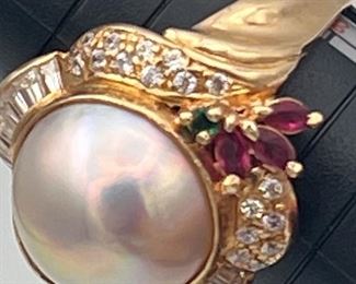 SJP899-14k Gold Mabe Pearl Ring