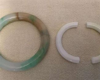 SJP804 Two Cracked Chinese Jade Bracelets - As Is