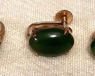 SJP822 14K Jade Earrings & Jade Ring Size 6.75