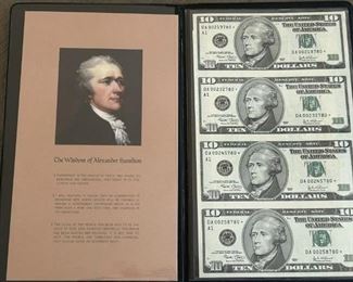 Uncut Sheet of $10.00 Bills