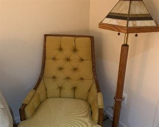 Mid century chair, lamp