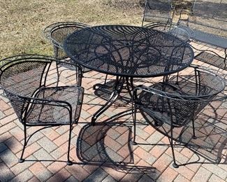 Wrought iron patio set with cover and umbrella 
