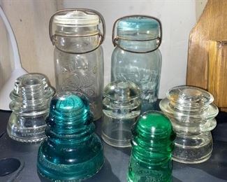 Vintage insulators and old jars 